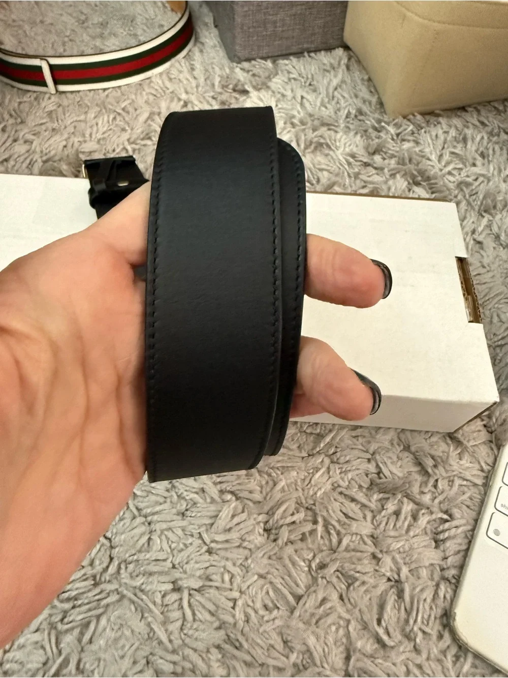 Gucci Black Leather Belt with Gold Double G Buckle